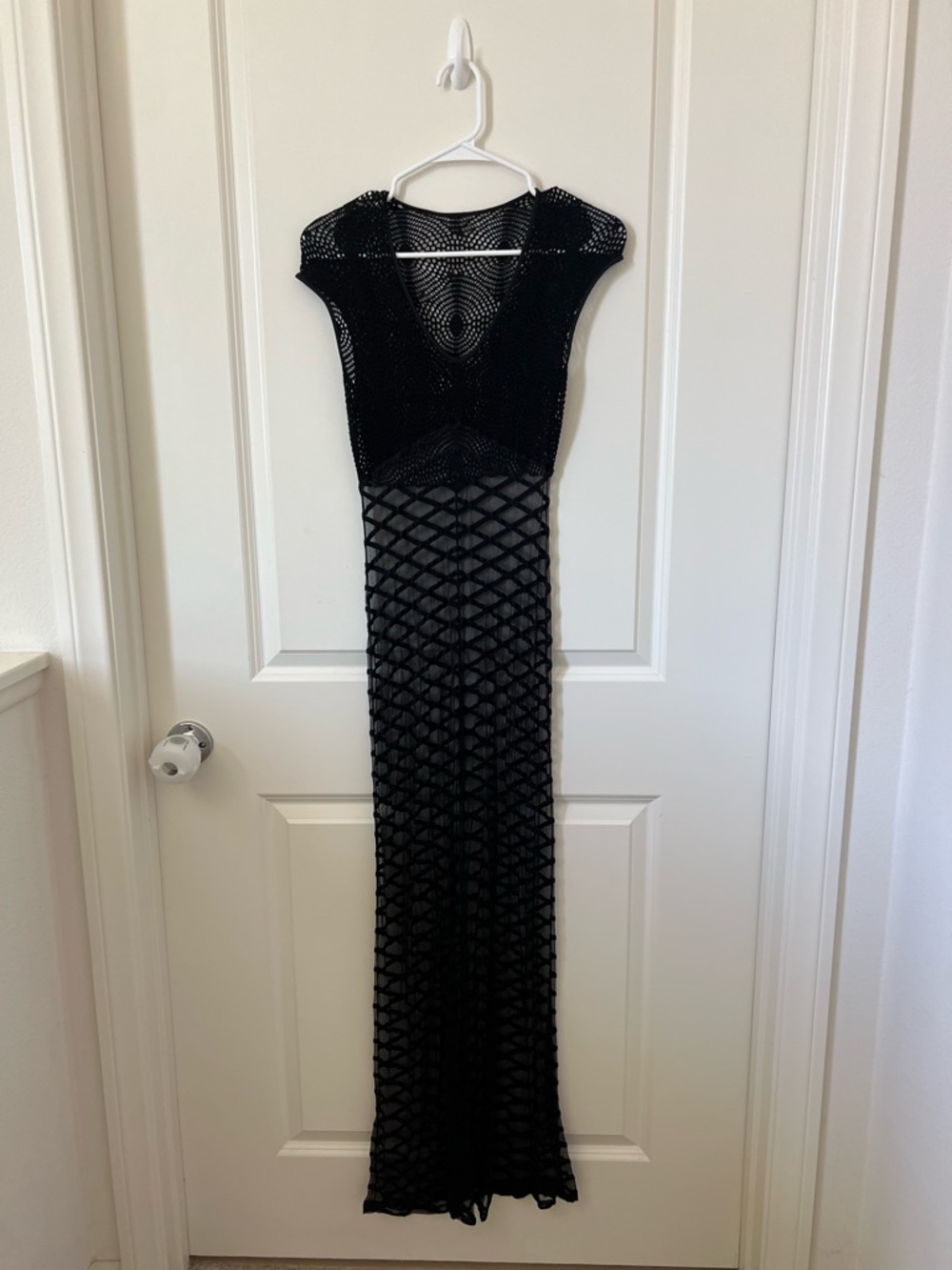 Black Mesh Maxi Dress - Elegant Evening Cover-Up
